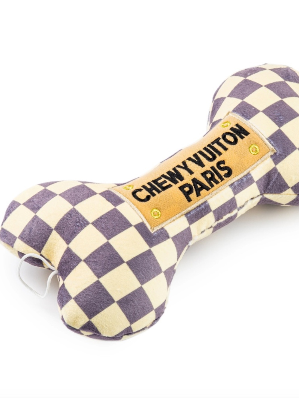 NEW Haute Diggity Dog Tan Checker Chewy Vuiton Bone Toy - Large